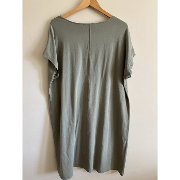 LANDS END Shift Dress Size 2X Khaki Green Cotton Blend Relaxed Comfy Lagenlook - Picture 4 of 8